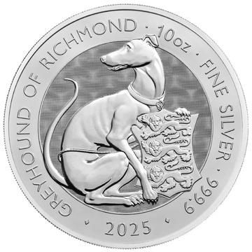 The Royal Tudor Beasts: The Greyhound of Richmond 10 oz Stříbra 2025