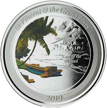 St. Vincent & The Grenadines: Island Hopping kolorowany 1 uncja Srebra 2019 Proof