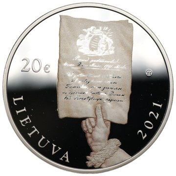 Litva: 230. výročí Ústavy 3. května barevná stříbrná mince v hodnotě 20 eur 2021 proof + certifikované