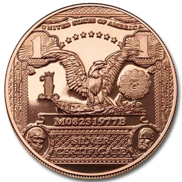 $1 bankovka 1 unce mědi