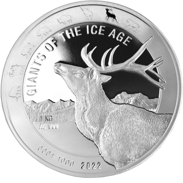 Ghana: Giants of the Ice Age - Renifer 1000 g stříbra 2022
