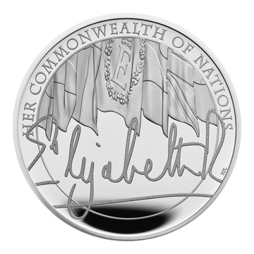 The Queens Reign - Commonwealth Stříbro £5 2022 Proof Piedfort