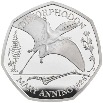 Příběhy Země: Dimorphodon 50p stříbro 2021 Proof