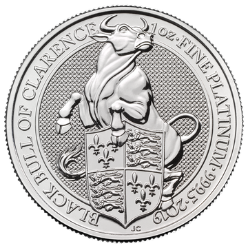 Královniny bestie: Černý býk z Clarence 1 unce platiny 2019