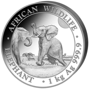 African Wildlife: Somalia Elephant 1000 grams Silver 2024