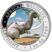 African Wildlife: Somalia Elephant "Day" coloured 1 oz Silver 2023