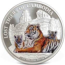 Cambodia: The Lost Tiger of Cambodia coloured 1 oz Silver 2025