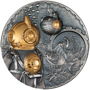 Cook Islands: Steampunk - Nautilus 1000 grams Silver 2024 Ultra High Relief Antiqued Gilded Coin