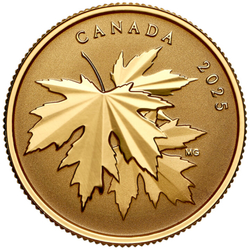 Kanadský javorový list "Gleaming Maple Leaf" 100 USD Gold 2025 Reverse Proof