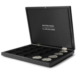 Leuchtturm Presentation mahogani cases Volterra Uno for 20 Maple Leaf 1 oz Silver coins in capsules 