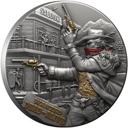 Liberia: The Bounty Hunter coloured $5 Silver 2024 Gilded High Relief Antiqued Coin