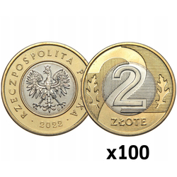 National Bank of Poland: 2 PLN from the Mint Bag Coin (100 pcs) - Random Year 