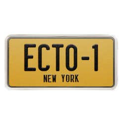 Niue: Ghostbusters - Silver Ecto - 1 coloured 2 oz Silver 2024 License Plate Antiqued Shaped Coin