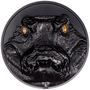 Palau: Hunters by Night - Caiman coloured 2 oz Silver 2023 Obsidian Black Ultra High Relief