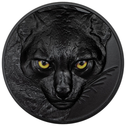 Palau: Hunters by Night - Ocelot coloured 2 oz Silver 2024 Obsidian Black 