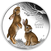 Perth Mint: Lunar III - Year of the Rabbit coloured 1 oz Silver 2023 Proof 