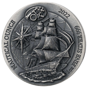 Rwanda: Nautical Ounce - USS Constitution 1 oz Silver 2022 Antique Finish 