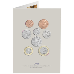 The 2025 United Kingdom Brilliant Uncirculated Definitive 8 Coins Coin Set 