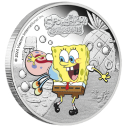 Tuvalu: SpongeBob SquarePants - SpongeBob and Gary coloured 1 oz Silver 2024 Proof