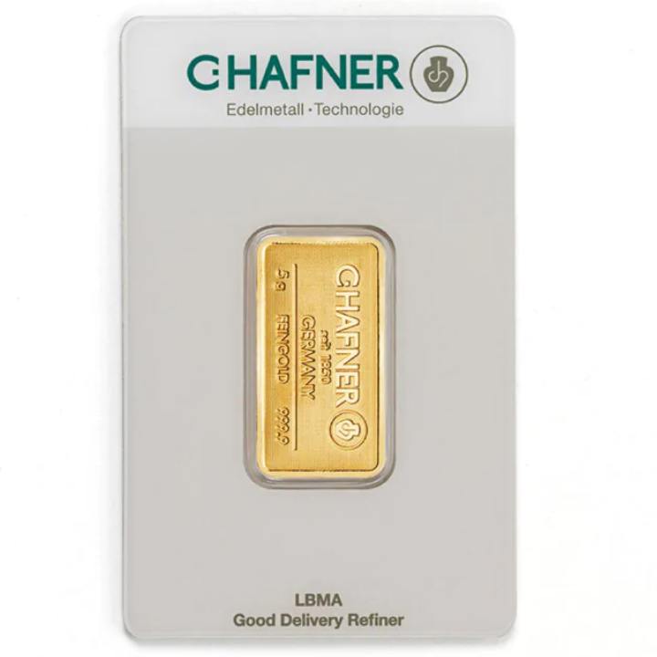  C. Hafner 5 grams Gold Bar LBMA