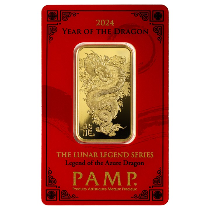  Pamp Year of the Dragon - Legend of the Azure Dragon 1 oz Gold Bar 2024 LBMA 