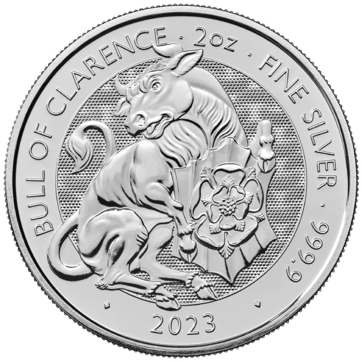  The Royal Tudor Beasts: The Bull of Clarence 2 oz Silver 2023