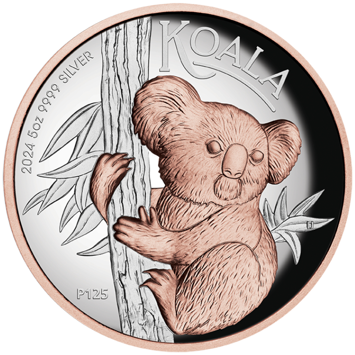 Australian Koala 5 oz Silver 2024 Proof High Relief Gilded Coin