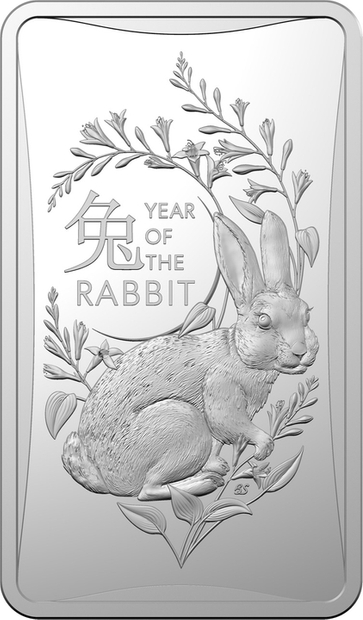 Bar Lunar: Year of the Rabbit 1/2 oz Silver 2023 Frosted Ingot