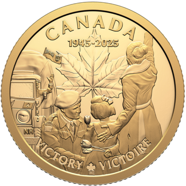 Canada: 80ᵗʰ Anniversary of the End of the Second World War in Europe 1/4 oz Gold 2025 Proof