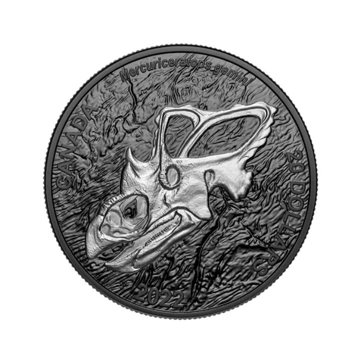 Canada: Canada: Discovering Dinosaurs -  Mercury's Horned Face 1 oz Silver 2022 Proof Coin 