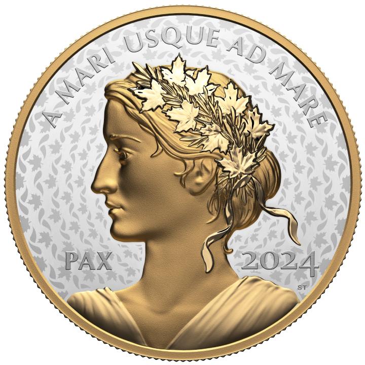 Canada: Peace Dollar 5 oz Silver 2024 Gilded Proof Ultra High Relief Coin