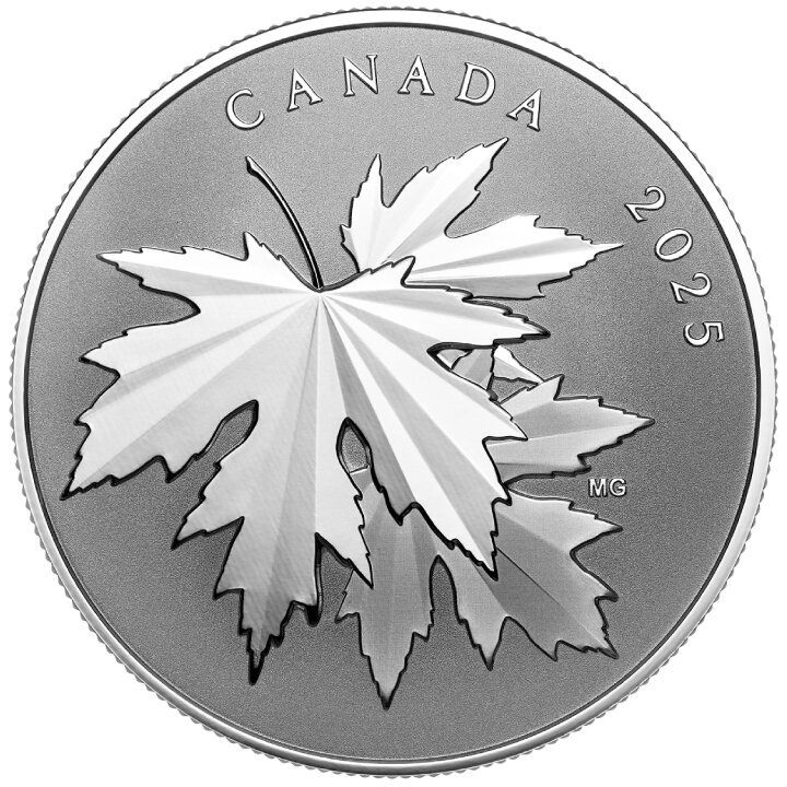 Canadian Gleaming Maple Leaf 10 oz Silver 2025 Gilded Proof Coin