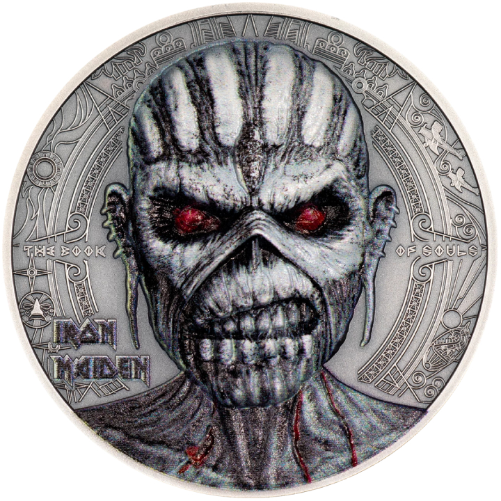 Cook Islands: Iron Maiden - The Book of Souls coloured 2 oz Silver 2024 Antique Finish