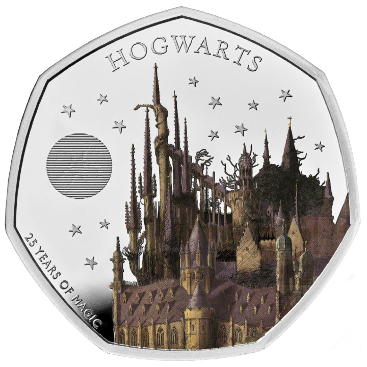 Harry Potter: Hogwarts School of Witchcraft and Wizardry 50p coloured Silver 2023 Proof 