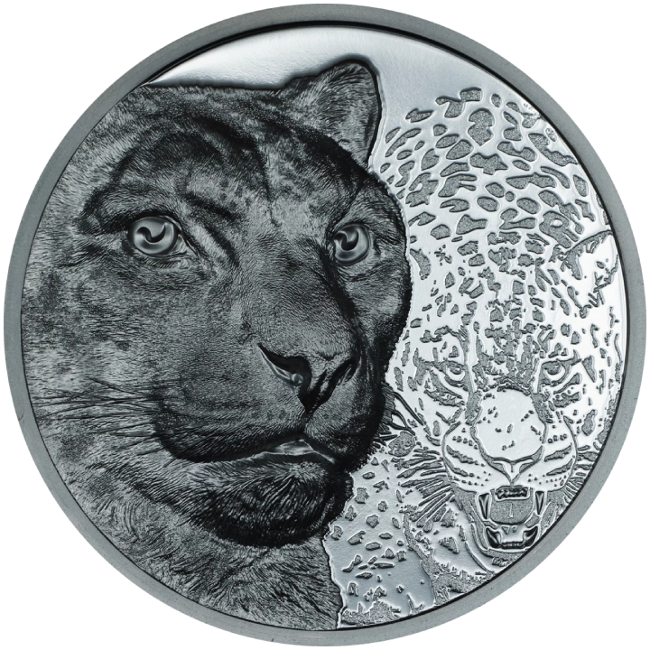 Mongolia: Snow Leopard 2 oz Silver 2024 Black Proof