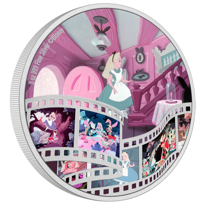 Niue: Disney Cinema Masterpieces - Alice in Wonderland coloured 3 oz Silver 2023 Proof