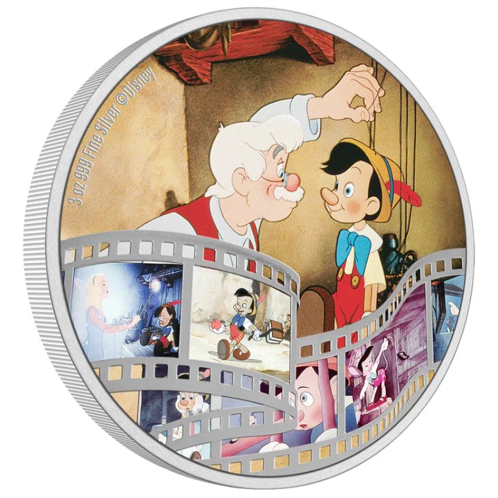 Niue: Disney Cinema Masterpieces - Pinocchio coloured 3 oz Silver 2022 Proof