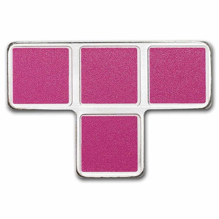 Niue: Tetris -T-Tetrimino Block coloured 1 oz Silver 2023 Coin (purple)