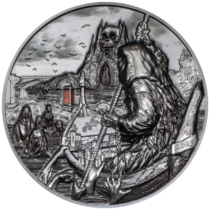 Palau: Ferryman of the Dead - Charon coloured 3 oz Silver 2023 Black Proof Ultra High Relief