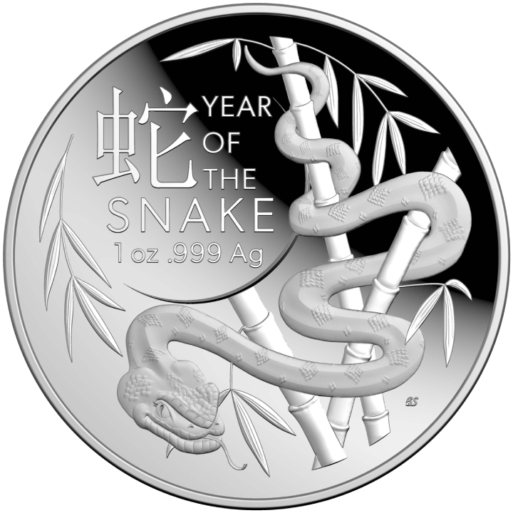 RAM: Lunar - Year of the Snake 1 oz Silver 2025 Proof Domed Coin