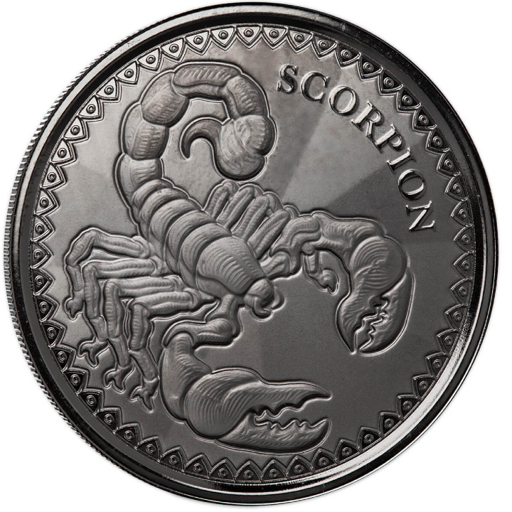 Republic of Chad: Scorpion 1 oz Silver 2022 Black Rhodium