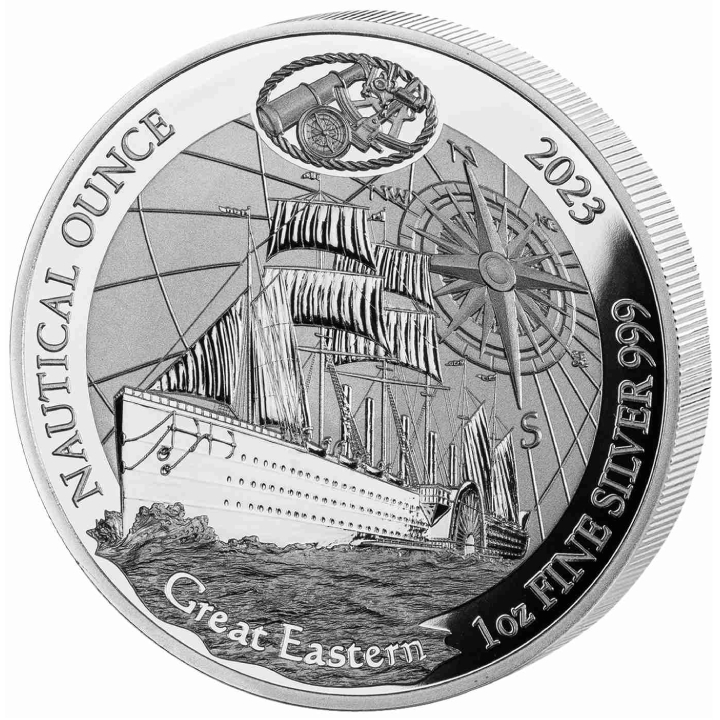 Rwanda: Nautical Ounce - 165 years of Great Eastern 1 oz Silver 2023 Proof Coin