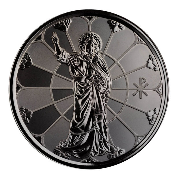 Samoa: Light of Christ 1 uncji Srebra 2022 Black Rhodium Proof