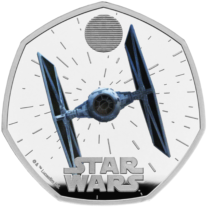 Star Wars: TIE Fighter 50p coloured Silver 2024 Proof 