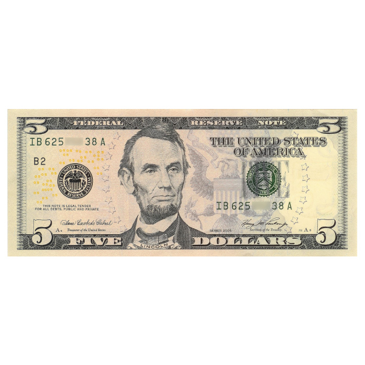 USA Banknote 5 Dollars (5 U.S. dollars / 5 USD) UNC