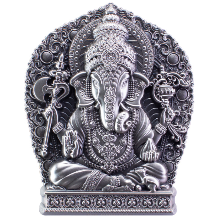 Ganesha 2 oz Silver 2023 Stackable Ultra High Relief Antiqued 