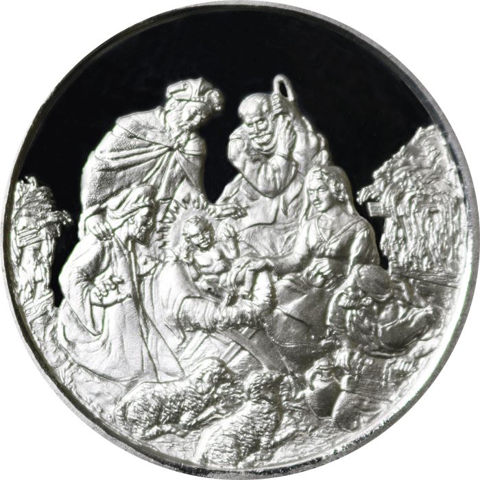 Nativity Scene Merry Christmas 1 oz Silver Round Coin www