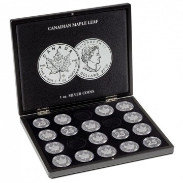 Leuchtturm Presentation cases for 20 Canadian Maple Leaf 1 oz Silver coins in capsules