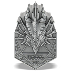 Niue: Dungeons & Dragons 50th Anniversary - Red Dragon D20 2 oz Silber 2024 Antiqued Coin
