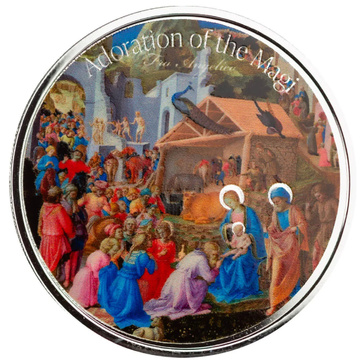 Medaille - Adoration of the Magi "Fra Angelico" farbig 1 oz Silber Prooflike